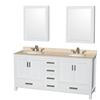 Sheffield 72 In. Double Vanity in White with Marble Vanity Top in Ivory and Medicine Cabinets