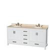 Sheffield 72 In. Double Vanity in White with Marble Vanity Top in Ivory