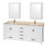 Sheffield 80 In. Double Vanity in White with Marble Vanity Top in Ivory and Medicine Cabinets