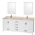 Sheffield 80 In. Double Vanity in White with Marble Vanity Top in Ivory and 24 In. Mirrors