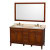 Hatton 60 In. Double in Light Chestnut with Marble Vanity Top in Ivory, Sinks and 56 In. Mirror