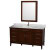Hatton 60 In. Double in Dark Chestnut with Marble Top in Carrara White with Square Sinks and Med Cab