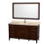 Hatton 60 In. Vanity in Dark Chestnut with Marble Vanity Top in Ivory, Square Sink and 56 In. Mirror