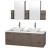 Amare 60 In. Double Vanity in Grey Oak with Man-Made Stone Top in White and Carrara Marble Sinks