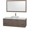 Amare 60 In. Vanity in Grey Oak with Man-Made Stone Vanity Top in White and Carrara Marble Sink