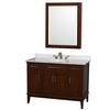 Hatton 48 In. Vanity in Dark Chestnut with Marble Top in Carrara White, Sink and Medicine Cabinet