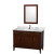 Hatton 48 In. Vanity in Dark Chestnut with Marble Top in Carrara White with Square Sink and Mirror