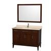 Hatton 48 In. Vanity in Dark Chestnut with Marble Vanity Top in Ivory, Square Sink and 44 In. Mirror