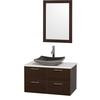 Amare 36 In. Vanity in Espresso with Man-Made Stone Vanity Top in White and Black Granite Sink