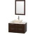 Amare 36 In. Vanity in Espresso with Man-Made Stone Vanity Top in White and Ivory Marble Sink