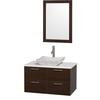 Amare 36 In. Vanity in Espresso with Man-Made Stone Vanity Top in White and Carrara Marble Sink