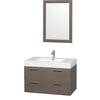 Amare 36 In. Vanity in Grey Oak with Acrylic-Resin Vanity Top in White and Integrated Sink