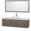 Amare 72 In. Vanity in Grey Oak with Man-Made Stone Vanity Top in White and Ivory Marble Sink