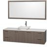 Amare 72 In. Vanity in Grey Oak with Man-Made Stone Vanity Top in White and Carrara Marble Sink