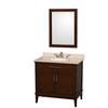 Hatton 36 In. Vanity in Dark Chestnut with Marble Vanity Top in Ivory, Sink and 24 In. Mirror