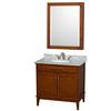 Hatton 36 In. Vanity in Light Chestnut with Marble Top in Carrara White, Sink and Medicine Cabinet