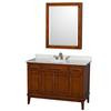 Hatton 48 In. Vanity in Light Chestnut with Marble Top in Carrara White, Sink and Medicine Cabinet