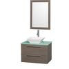 Amare 30 In. Vanity in Grey Oak with Glass Vanity Top in Aqua and White Porcelain Sink