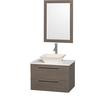Amare 30 In. Vanity in Grey Oak with Man-Made Stone Vanity Top in White and Bone Porcelain Sink