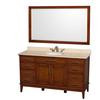 Hatton 60 In. Vanity in Light Chestnut with Marble Vanity Top in Ivory, Sink and 56 In. Mirror