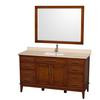 Hatton 60 In. Vanity in Light Chestnut with Marble Top in Ivory, Square Sink and 44 In. Mirror