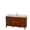 Hatton 60 In. Vanity in Light Chestnut with Marble Vanity Top in Ivory and Square Sink
