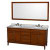 Hatton 72 In. Vanity in Light Chestnut with Marble Top in Carrara White, Sinks and 70 In. Mirror