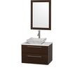Amare 30 In. Vanity in Espresso with Man Made Stone Vanity Top in White and Carrara Marble Sink