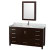 Sheffield 60 In. Vanity in Espresso with Marble Vanity Top in Carrara White and Medicine Cabinet