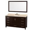 Sheffield 60 In. Vanity in Espresso with Marble Vanity Top in Ivory and 58 In. Mirror
