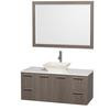 Amare 48 In. Vanity in Grey Oak with Man-Made Stone Vanity Top in White and Bone Porcelain Sink