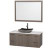 Amare 48 In. Vanity in Grey Oak with Man-Made Stone Vanity Top in White and Black Granite Sink