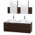 Amare 60 In. Double Vanity in Espresso with Man-Made Stone Vanity Top in White and Porcelain Sinks