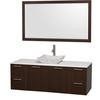 Amare 60 In. Vanity in Espresso with Man-Made Stone Vanity Top in White and Carrara Marble Sink