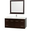 Centra 48 In. Vanity in Espresso with Man-Made Stone Top in White and Square white Sink