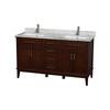 Hatton 60 In. Double Vanity in Dark Chestnut with Marble Top in Carrara White and Square Sinks