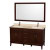 Hatton 60 In. Double Dark Chestnut with Marble Vanity Top in Ivory, Square Sinks and 56 In. Mirror