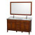 Hatton 60 In. Double in Light Chestnut with Marble Top in Carrara White with Square Sinks and Mirror