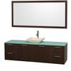 Amare 72 In. Vanity in Espresso with Glass Vanity Top in Aqua and Ivory Marble Sink