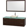 Amare 60 In. Vanity in Espresso with Glass Vanity Top in Aqua and Ivory Marble Sink