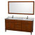 Hatton 72 In. Vanity in Light Chestnut with Marble Top in Carrara White with Square Sinks and Mirror