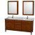 Hatton 72 In. Vanity Light Chestnut with Marble Top in Carrara White with Square Sinks and Med Cab