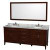 Hatton 80 In. Vanity in Dark Chestnut with Marble Top in Carrara White, Sinks and 70 In. Mirror