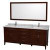 Hatton 80 In. Vanity in Dark Chestnut with Marble Top in Carrara White with Square Sinks and Mirror