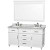 Berkeley 60 In. Double Vanity White with Marble Top in Carrara White, Oval Sinks and 56 In. Mirror