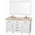 Berkeley 60 In. Double Vanity in White with Marble Vanity Top in Ivory, Oval Sinks and 56 In. Mirror