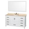 Sheffield 60 In. Vanity in White with Marble Vanity Top in Ivory and 58 In. Mirror