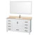 Sheffield 60 In. Vanity in White with Marble Vanity Top in Ivory and 58 In. Mirror
