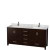 Sheffield 72 In. Double Vanity in Espresso with Marble Vanity Top in Carrara White