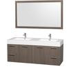 Amare 60 In. Vanity in Grey Oak with Acrylic-Resin Vanity Top in White and Integrated Sinks